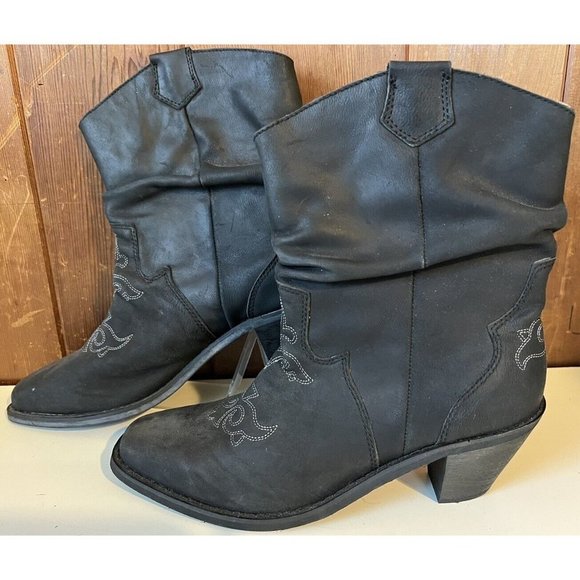 Sterling River Leather Cowboy Boots Black Women Size 9.5 SFW4030 - Picture 4 of 8